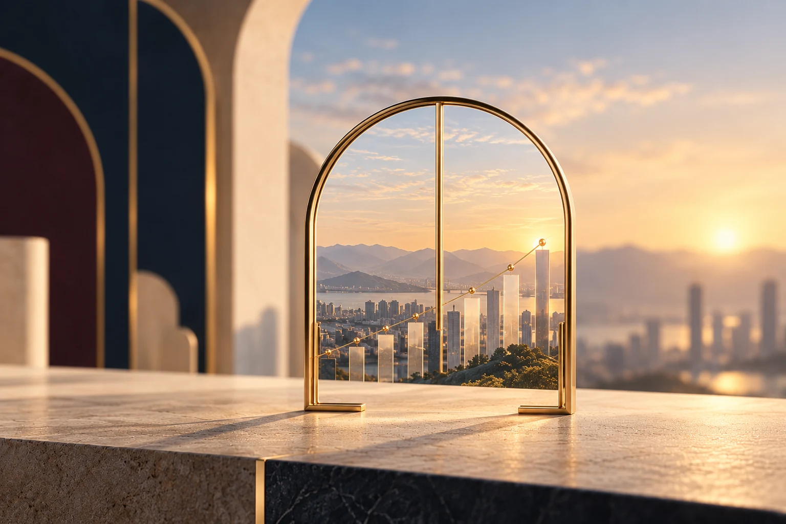 A quiet architectural space holding the Elite Maison mark.